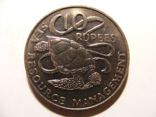 Seychelles 10 Rupees,  1977,  F.  A.  O. ,  Sea Turtle Depicted photo