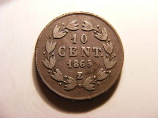Mexico Silver 10 Centavos,  1865 - Z,  Fine,  Km 386.  3 photo