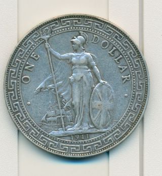 British Empire Asia Silver Trade Dollar 1911 B photo