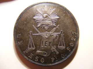 Mexico Silver 1 Peso,  1870 - Pi O,  Grey Au photo