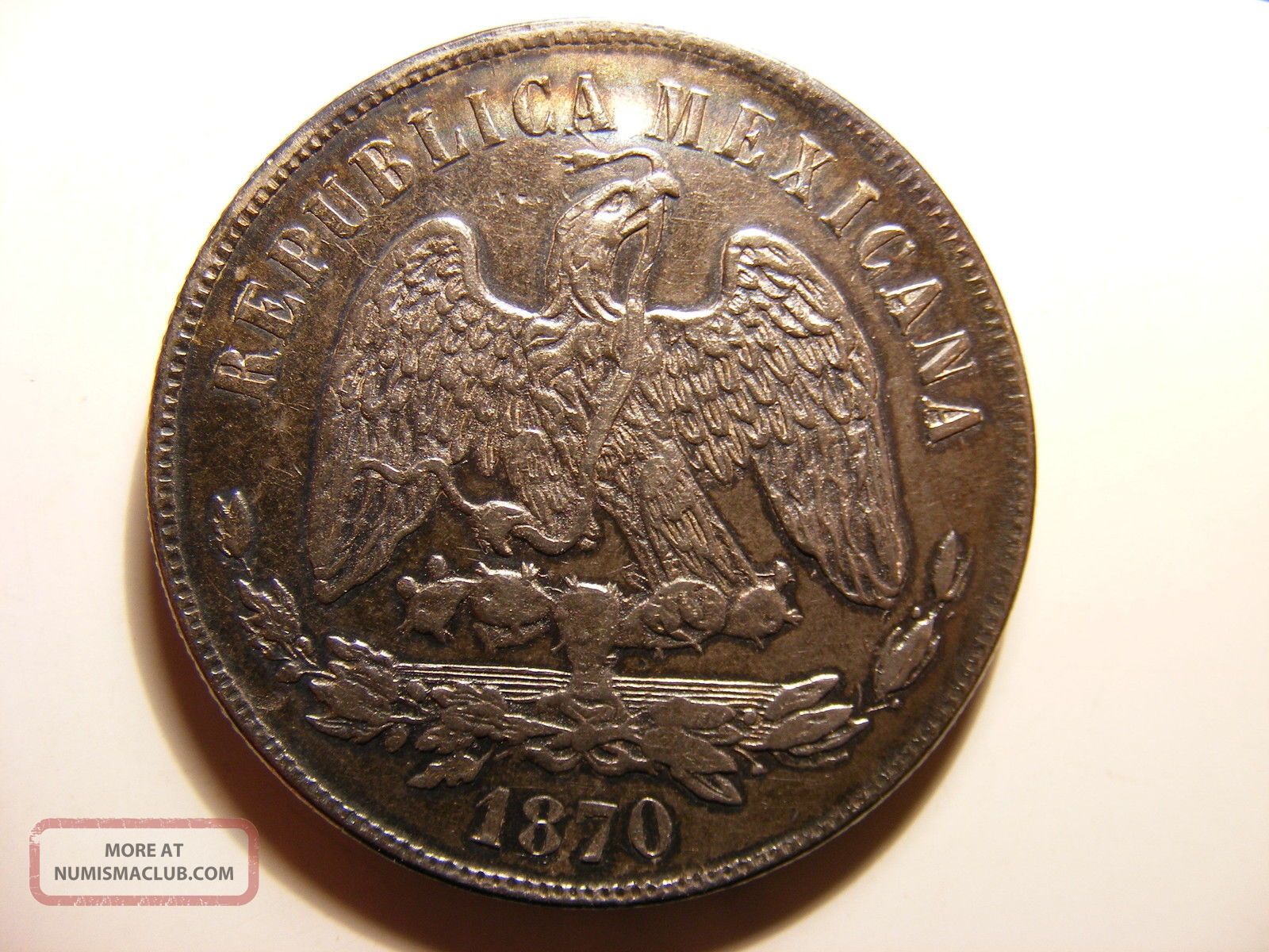Mexico Silver 1 Peso, 1870 - Pi O, Grey Au