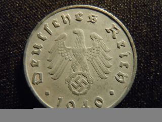1940 - E - German - Ww2 - 10 - Reichspfennig - Germany - Nazi Coin - Swastika - World - Ab - 2872 - Cent photo