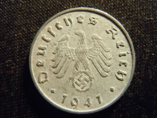 1941 - A - German - Ww2 - 10 - Reichspfennig - Germany - Nazi Coin - Swastika - World - Ab - 2871 - Cent photo
