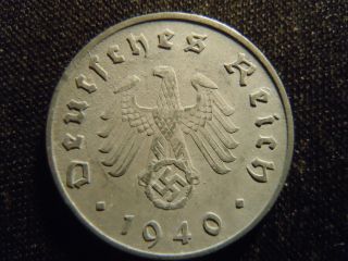 1940 - D - German - Ww2 - 10 - Reichspfennig - Germany - Nazi Coin - Swastika - World - Ab - 2874 - Cent photo