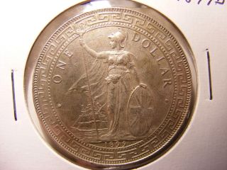 Great Britain Silver Trade Dollar,  1899 - B,  Higher Grade Example photo