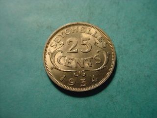 Seychelles 1954 25 - Cents In Uncirculated photo