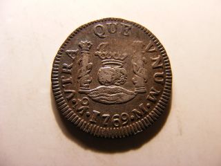 Mexico 1/2 Real,  1769 - Mo,  Fine,  /vf photo