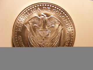 Colombia Silver 1 Peso,  1956,  200th Anniversary Of Popayan,  Choice Unc photo