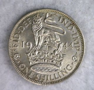Great Britain Shilling 1944 Unc Silver Coin (stock 0271) photo