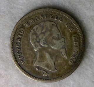 Italy 50 Centesimi 1860 Very Fine Italia Silver Coin (stock 1372) photo
