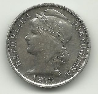 20 Centavos Portugal - Km 562 - 1916 - Silver 0.  8350 - Circulated - Rare - Photos photo