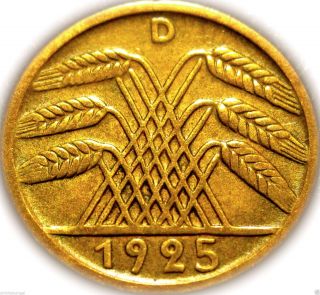 Germany - German 1925d Gold Colored 5 Reichspfennig Coin photo