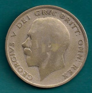 Great Britain 1/2 Crown 1922.  500 Silver / Net.  2250 Oz Asw British Coin photo