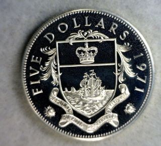 Bahamas $5 Dollars 1971 Proof Silver Coin (stock 0596) photo
