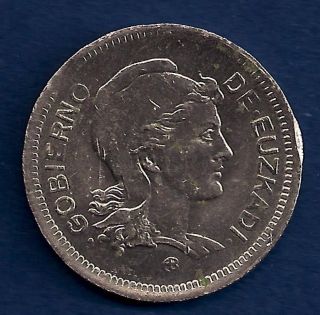 Euzkadi Spain Viscayan Viscaya Republic 1 Peseta 1937 Spanish Civil War Coin photo