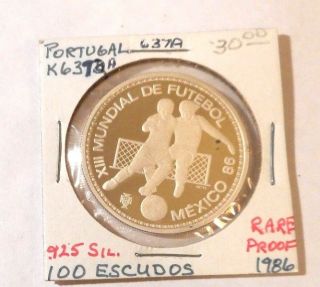 Portugal Silver Coin K637a 100 Escudos 1986 Proof Rare photo