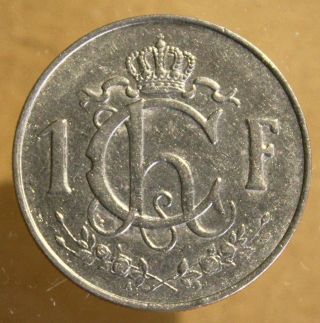 Luxembourg 1 Franc 1957 Almost Uncirculated Coin photo