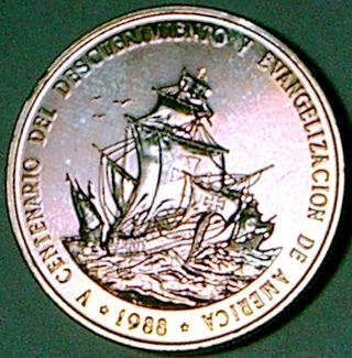 Dominican Republic 1988 1 Peso Commemorative - - - Gorgeously Toned Prooflike Bu - - - photo