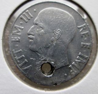Holed Italy 1942 20 Centisimi Coin Holed For A Pendant Or Necklace World War Ii photo