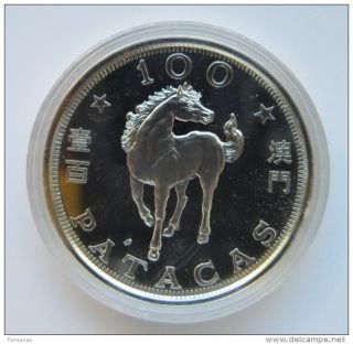 Macao 100 Patacas 1990 Proof Year Of The Horse photo