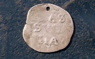 Silver 1618 Provincial Dutch Overijssel 2 Stuiver Crowned Lion Holed Coin 707 photo