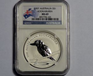 2007 Perth Kookaburra Silver 1 Troy Oz Ngc Ms69 - Country Label Ships photo