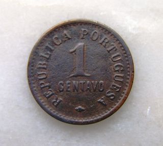 Angola Coin Bronze 1 Centavo 1921 Km 60 Portugal Colonial Coin photo