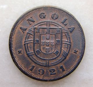 Angola Portugal Coin Bronze 5 Centavos 1921 Km 62 Circulated Coin photo