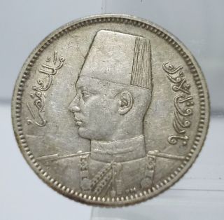 Egypt 1937 Ah1356 2 Piastres Silver Coin Xf photo
