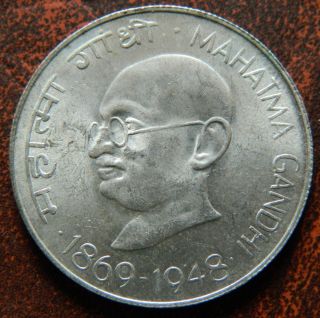 Mahatma Gandhi 10 Rupee Silver Coin Unc Luster India Republic 1869 - 1948 (mg Tr4) photo