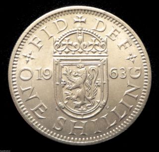 United Kingdom Gb,  1963 1shilling Elizabeth Ii Scottish Without 