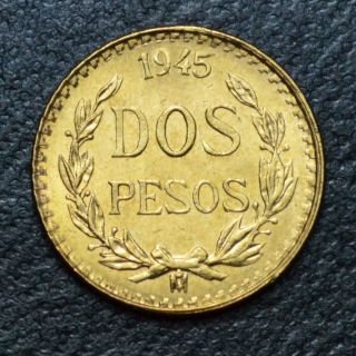 1945 Mexico Dos Pesos Gold Coin 0.  0482 Troy Ounce - 6c97 photo