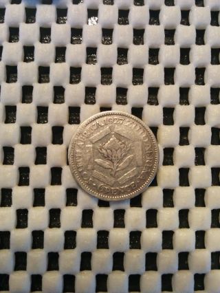 1927 South Africa 6 Pence Silver Coin photo