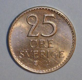 Sweden 25 Ore 1964 Uncirculated Coin photo