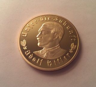 1933 Adolf Hitler Gold Plated Commemorative Coin.  Germany. photo