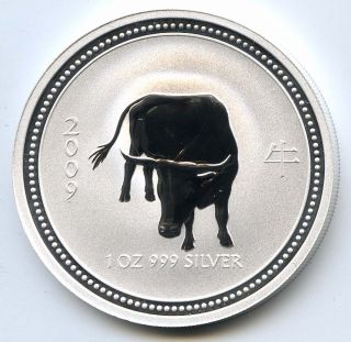 2009 Australia - Year Of The Ox - 1 Oz.  Silver Lunar Series I Uncirculated photo