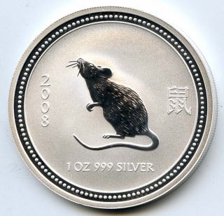 2008 Australia - Year Of The Mouse - 1 Oz.  Silver Lunar Series I Uncirculated photo