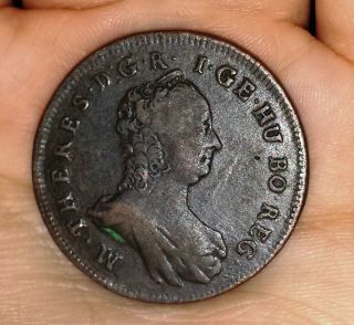 Austria - Hungary Maria Theresia Copper 1 Poltura 1765 Km 377 Circulated photo