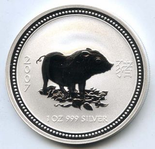 2007 Australia - Year Of The Pig - 1 Oz.  Silver Lunar Series I Uncirculated photo