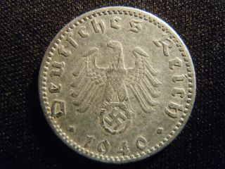 1940 - German - Ww2 - 50 - Reichspfennig - Germany - Nazi Coin - Swastika - World - Ab - 117 - Cent photo