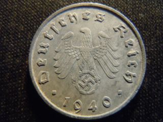 1940 - A - German - Ww2 - 10 - Reichspfennig - Germany - Nazi Coin - Swastika - World - Ab - 2677 - Cent photo