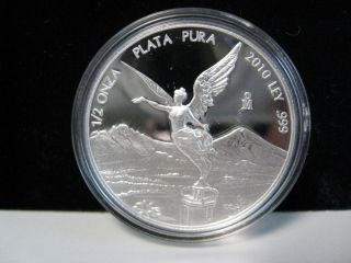 2010 Mexico Silver Libertad Proof 1/2 Oz.  999 Coin (only 5,  000 Minted) photo
