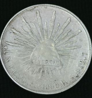 Mexico 1 Peso Go 1899 R.  S.  Guanajuatokm 409.  1 Radiant Cap photo