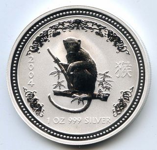 2004 Australia - Year Of The Monkey - 1 Oz.  Silver Lunar Series I Uncirculated photo