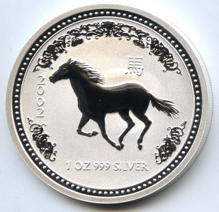2002 Australia - Year Of The Horse - 1 Oz.  Silver - Lunar Series I Uncirculated photo