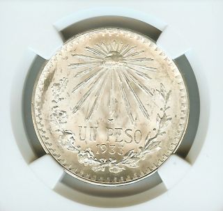 Mexico 1933 - M Silver Peso Ngc Ms66 photo