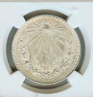 Mexico 1932 - M Silver Peso - Open 9 - Ngc Ms66 photo