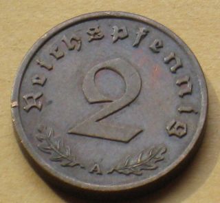 Old Coin Of Nazi Germany 2rp 1939 Mark A Berlin Swastika World War Ii photo