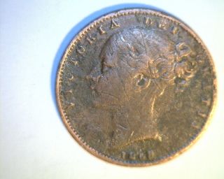 1858 Great Britian,  Farthing,  Medium To Circ Copper Coin,  (uk - 15) photo