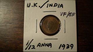 1939 India 1/12 Anna (1 Pie) Bronze Coin.  King George Vi photo